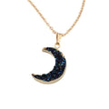 Gold Tone Iridescent Crescent Crystal Cluster Pendant Necklace view 1