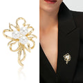 Open Flower Brooch in Gold or Silver Tone with Pearl Center view 2