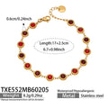 Gold Bezel Round Zircon Stainless Necklace Bracelet Earring Set view 7