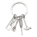 Metal Tool Keychain With Dad Ruler, Wrench, Screwdriver And Hammer view 5