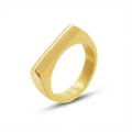 Angular Geometric Flat Bar Band Rings Gold and Steel view 5