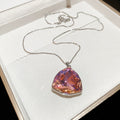 Silver Tone Pink Heart Crystal Pendant Necklace Fashion Jewelry view 6