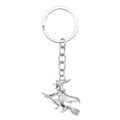 Antique Silver Witch Broom Metal Keychain Split Ring view 5