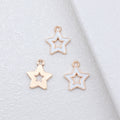 Gold Tone Open Star Enamel Charms in Three Color Options view 2
