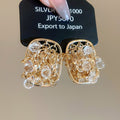 Crystal Wire Nest Square Stud Earrings in Gold and Silver view 7