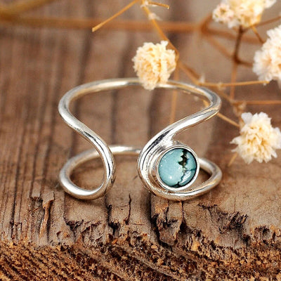 Image 5 showing blue round stone open ring