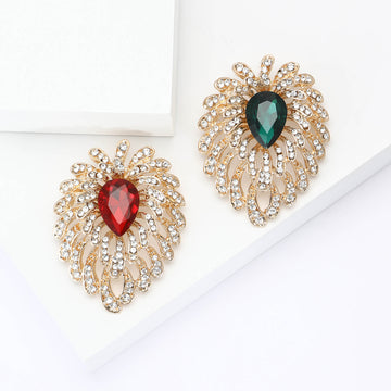 Teardrop Crystal Burst Brooch in Detailed Metal and Crystal Design