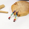 Gold and Silver Multicolor Chip Bead Long Hook Earrings view 4