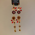 Crystal Floral Leaf Drop Earrings In Green And Red view 7