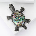 Abalone Shell Turtle Brooch in Detailed Metal and Crystal Design view 2