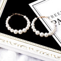 White Pearl Look Large Hoop Earrings in Two Bead Patterns view 7