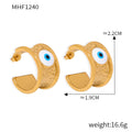 Gold Hammered Evil Eye Hoop Earrings And Beaded Eye Rings view 6