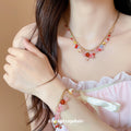 Gold Chain Colorful Flower Crystal Charm Bracelet Necklace view 3