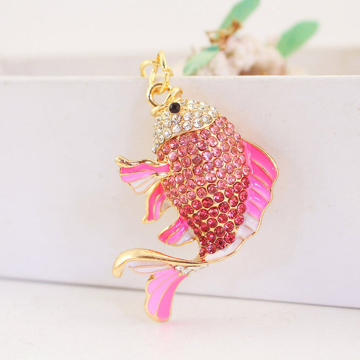 Rhinestone Koi Fish and Horse Keychain, Creative Metal Bag Charm
