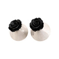 Oversized Resin Flower Drop Earrings In Black And Clear view 5
