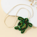 Beaded Green Sea Turtle Charm Pendant With Rhinestone Accents view 4