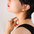 Heart Stud Earrings Red or Blue Crystal Gold and Steel view 7