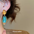 Amber and Turquoise Resin Geometric Drop Stud Earrings view 3