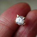 Rose Gold Cat Ear Clear CZ Kitten Stud Earrings Pair view 3