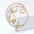 Pearl Floral Swirl Brooch in Gold or Silver Tone Floral Pin view 4
