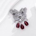 Pink Crystal Butterfly Teardrop Fringe Metal Brooch Pin view 4