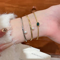 Pearl Green Stone Zircon Open Cuff Bracelets 4 Styles view 1