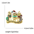 Festive Cat Group Enamel Metal Brooch in Silver and Gold view 5