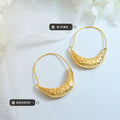 Boat Shape Hammered Textured Hoop Earrings Gold Or Steel view 2