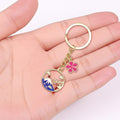 Fuji Mountain Enamel Keychain Gold Ring Pink Sakura view 3
