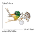 Enamel Bird Branch Pearl Rhinestone Brooch Three Colors view 8
