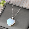 Silver Tone Heart Stone Style Pendant Necklaces in Eleven Colors view 12