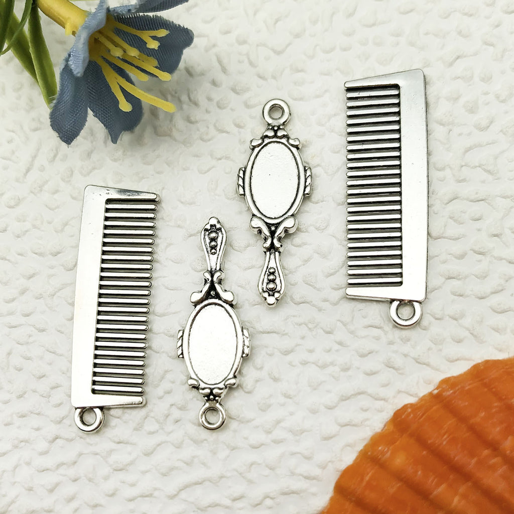 Zinc Alloy Comb Hair Dryer Scissors Mirror Barber Tool Charm Pendants for DIY Jewelry