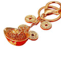 Coin Chain and Gold Ingot Keychains in Red and Gold Finishes view 5