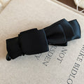 Black Satin Double Bow Twist Hair Clip Glossy Bead Ends view 1