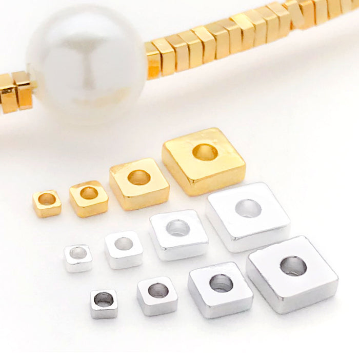 Flat Square Disc Metal Spacer Beads for Jewelry Making