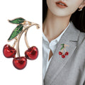 Red Cherry Branch Brooch Decorative Lapel Pin For Jackets And Scarves view 3