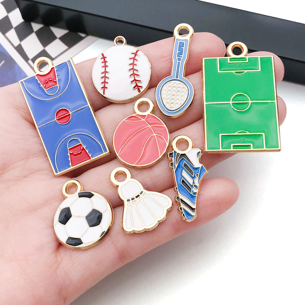 Enamel Zinc Alloy Soccer Badminton Table Tennis Sports Charm Pendant for Phone Straps