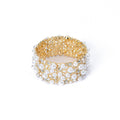 Pearl And Rhinestone Cluster Stretch Cuff Bracelet Gold Tone view 5