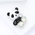 Enamel Panda Brooch Pearl Black Stones White Finish view 3