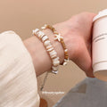 White Irregular Shell Chip Stretch Beaded Bracelet view 1