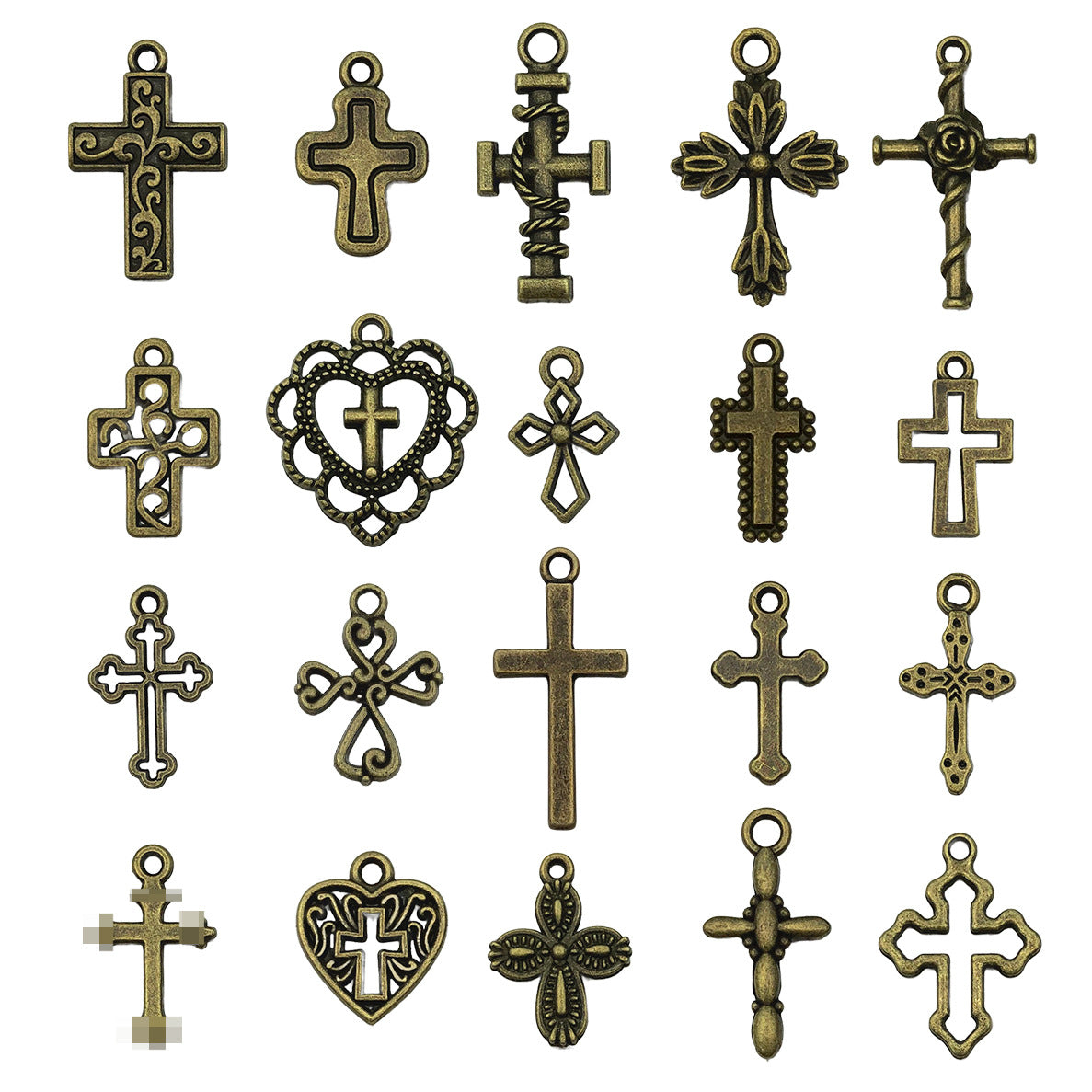 Antique Bronze Zinc Alloy Cross Charm Pendant for DIY Bracelet Necklace Religious Jewelry