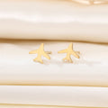 Stainless Steel Airplane Stud Earrings in Gold and Silver Tone view 4