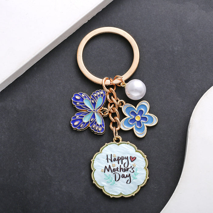 Blue-Led Four-Style Mother's Day Butterfly Flower Keychain Collection