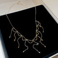 Silver Tone Branch Fringe Layered Necklace Decorative Jewelry Design view 6