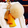Cream-Pom Triple-Tassels