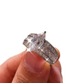 Marquise Solitaire Triple-Row Wide Ring In Polished Silver Tone view 5