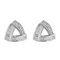 Silver-Tone Open Triangle Baguette CZ Stud Earrings view 5