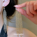 Layered Fine Chain Fringe Hook Earrings In Two Tones view 1