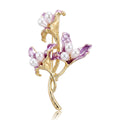 Crystal Flower Branch Brooch with Red or Purple Petals view 5