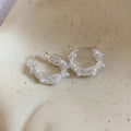 Silver Tone Openwork Pearl Hoop Earrings Decorative Jewelry view 6